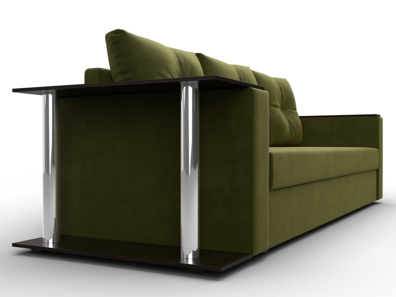 Диван прямой Атланта со столом слева, Микровельвет, Зеленый