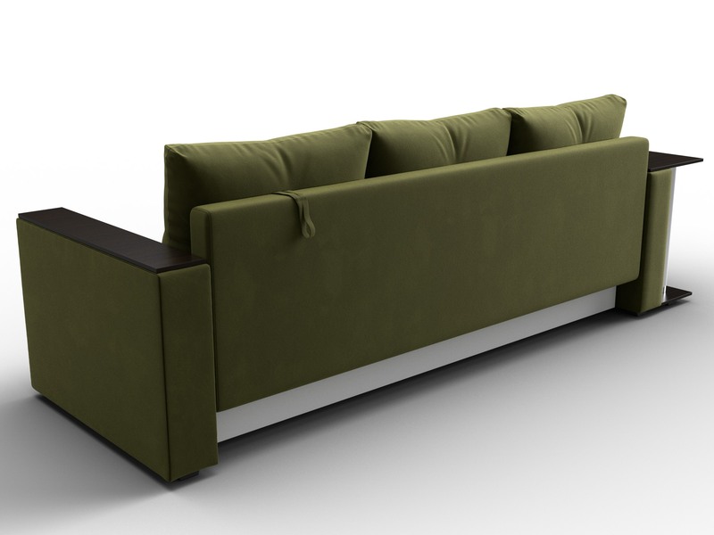 Диван прямой Атланта со столом слева, Микровельвет, Зеленый