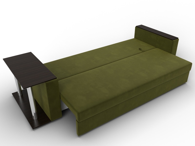 Диван прямой Атланта со столом слева, Микровельвет, Зеленый