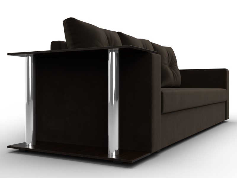 Диван прямой Атланта со столом слева, Микровельвет, Коричневый