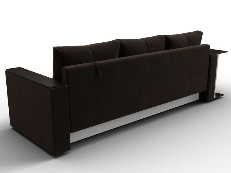 Диван прямой Атланта со столом слева, Микровельвет, Коричневый