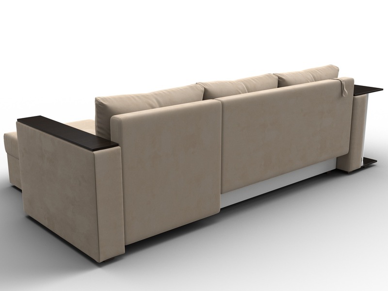 Диван угловой Атланта со столом правый угол, Велюр, SEVEN 729 бежевый