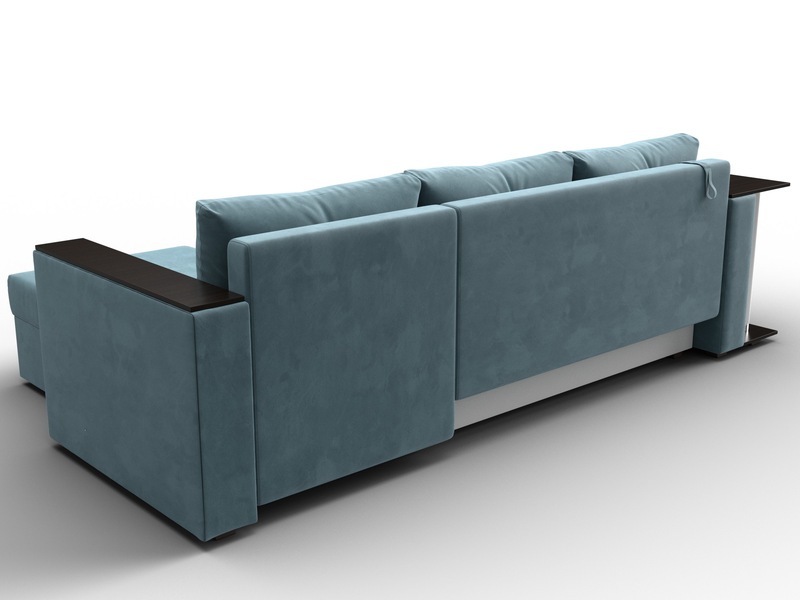 Диван угловой Атланта со столом правый угол, Велюр, SEVEN 113 бирюзовый