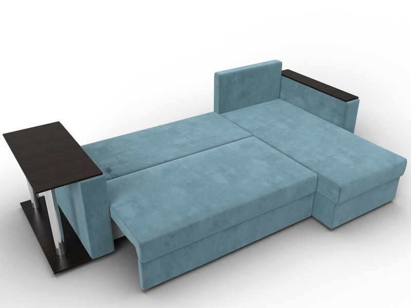Диван угловой Атланта со столом правый угол, Велюр, SEVEN 113 бирюзовый