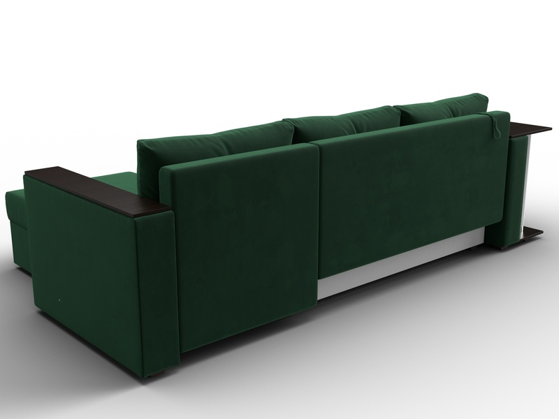 Диван угловой Атланта со столом правый угол, Велюр, SEVEN 626 зеленый