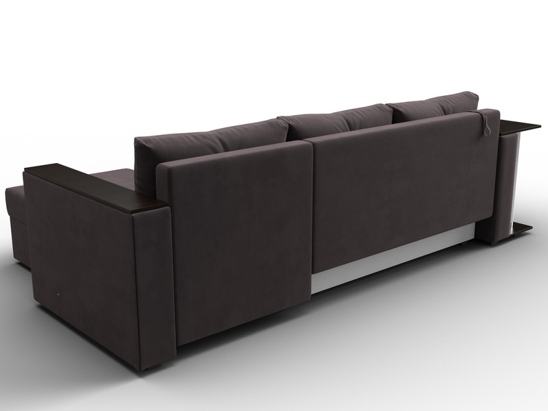 Диван угловой Атланта со столом правый угол, Велюр, SEVEN 727 коричневый