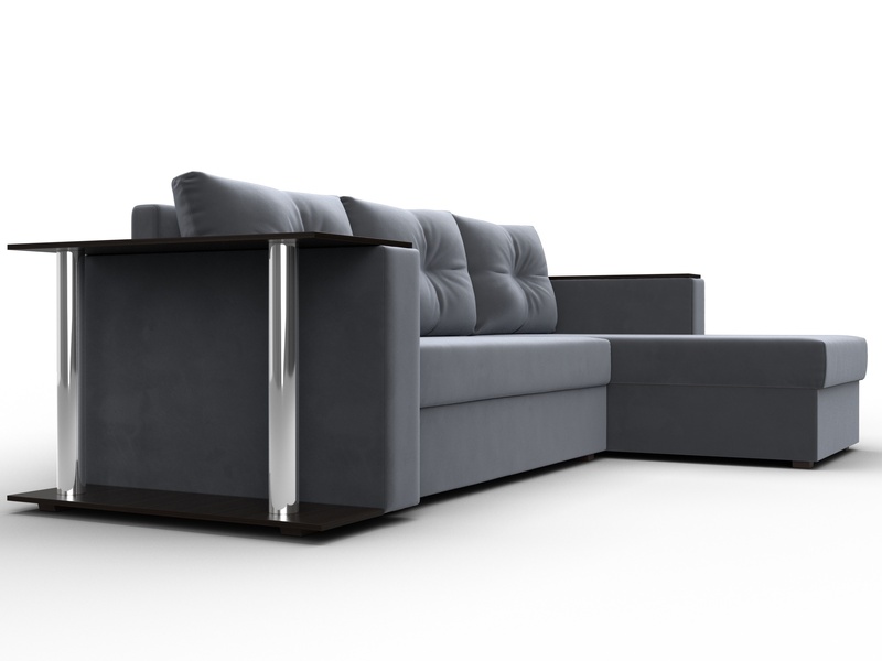 Диван угловой Атланта со столом правый угол, Велюр, SEVEN 17 серый