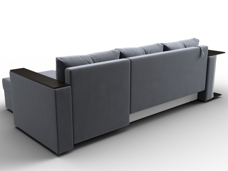 Диван угловой Атланта со столом правый угол, Велюр, SEVEN 17 серый