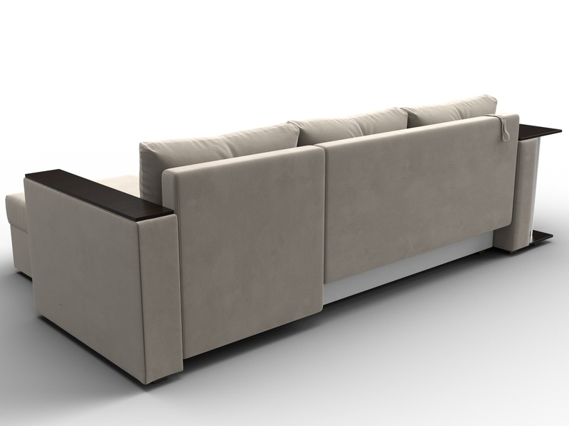 Диван угловой Атланта со столом правый угол, Микровельвет, Бежевый