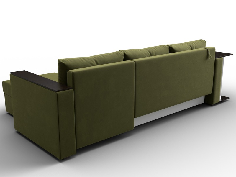 Диван угловой Атланта со столом правый угол, Микровельвет, Зеленый