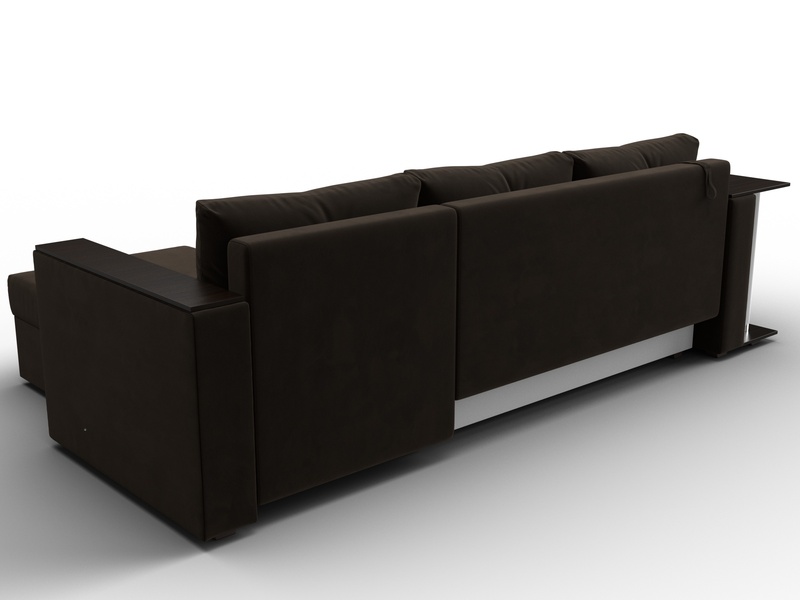 Диван угловой Атланта со столом правый угол, Микровельвет, Коричневый