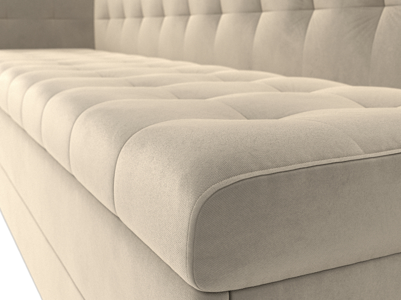 Диван кухонный прямой Бриз с углом слева, Микровельвет, Бежевый