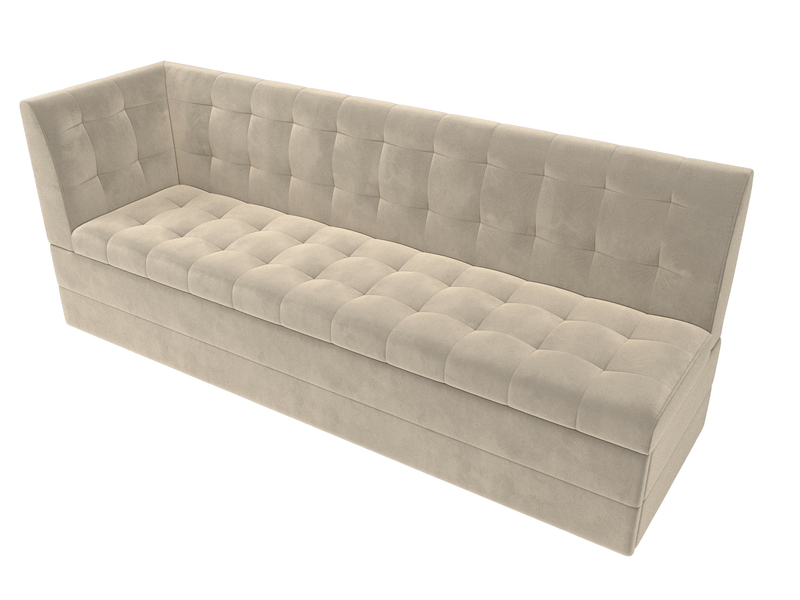 Диван кухонный прямой Бриз с углом слева, Микровельвет, Бежевый