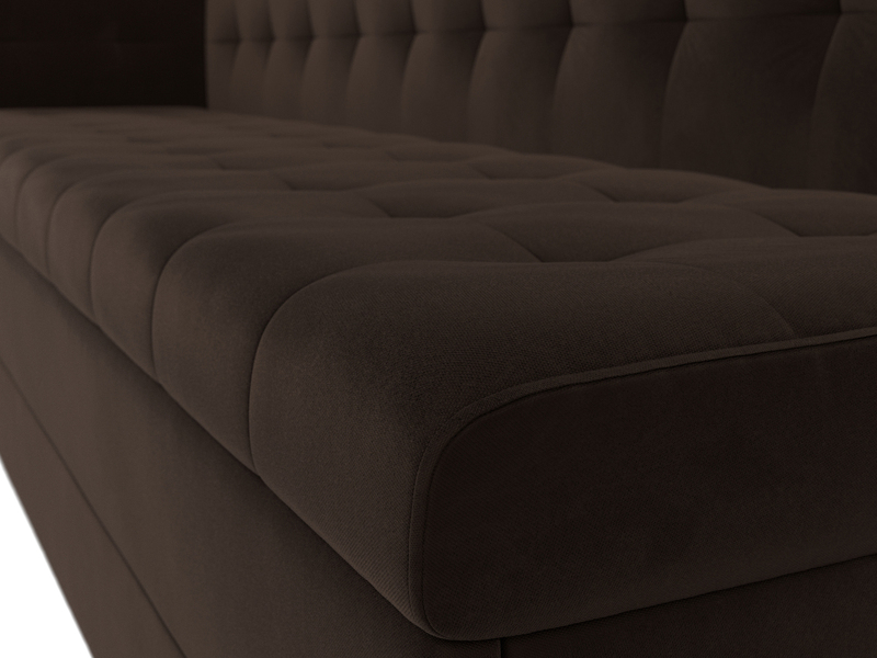 Диван кухонный прямой Бриз с углом слева, Микровельвет, Коричневый
