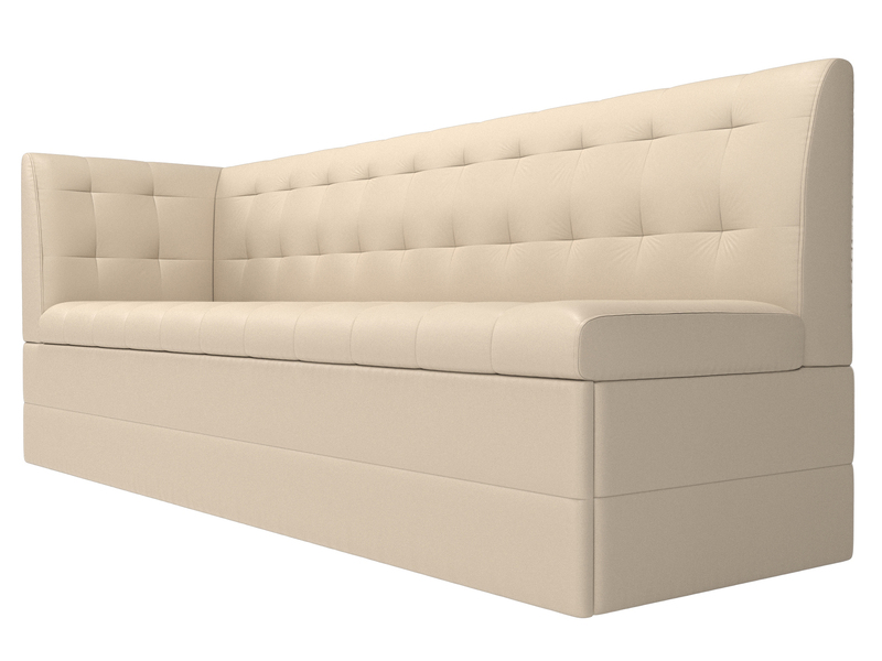 Диван кухонный прямой Бриз с углом слева, Экокожа, Бежевый