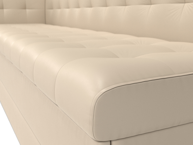 Диван кухонный прямой Бриз с углом слева, Экокожа, Бежевый