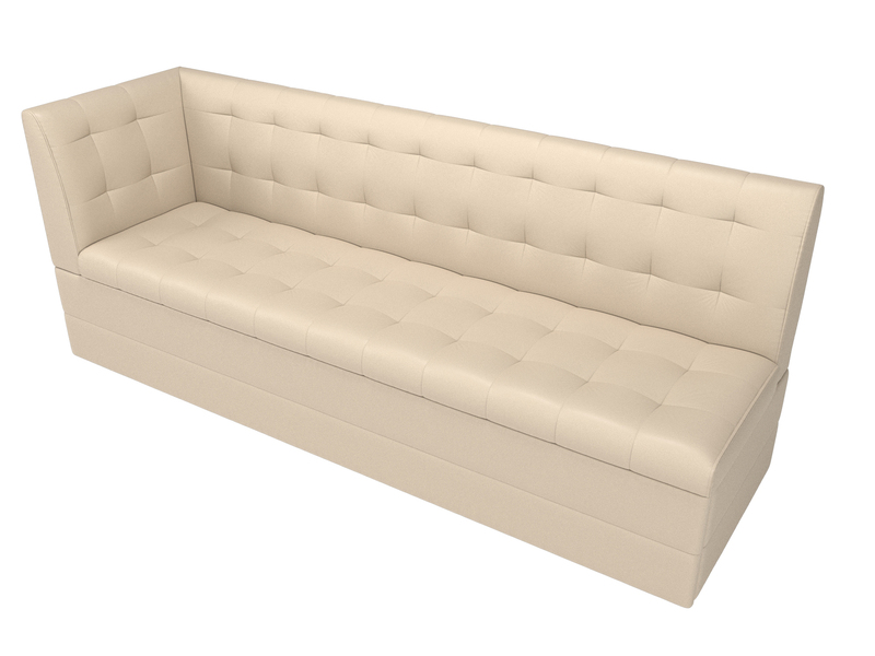 Диван кухонный прямой Бриз с углом слева, Экокожа, Бежевый