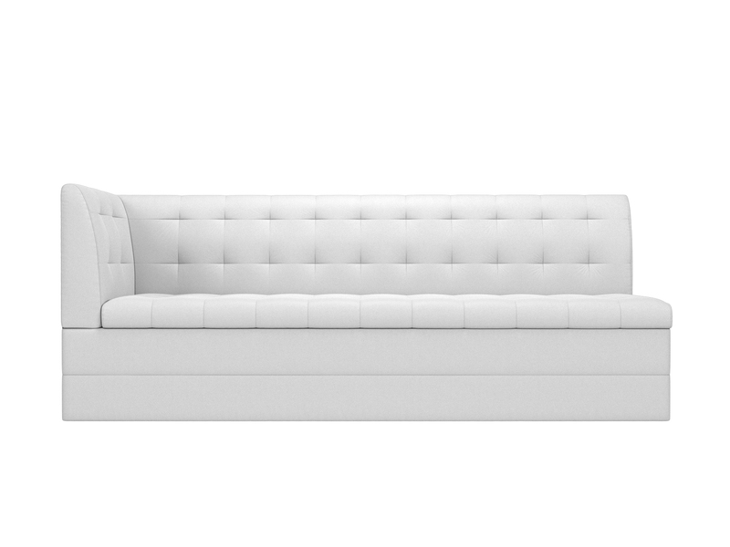 Диван кухонный прямой Бриз с углом слева, Экокожа, Белый