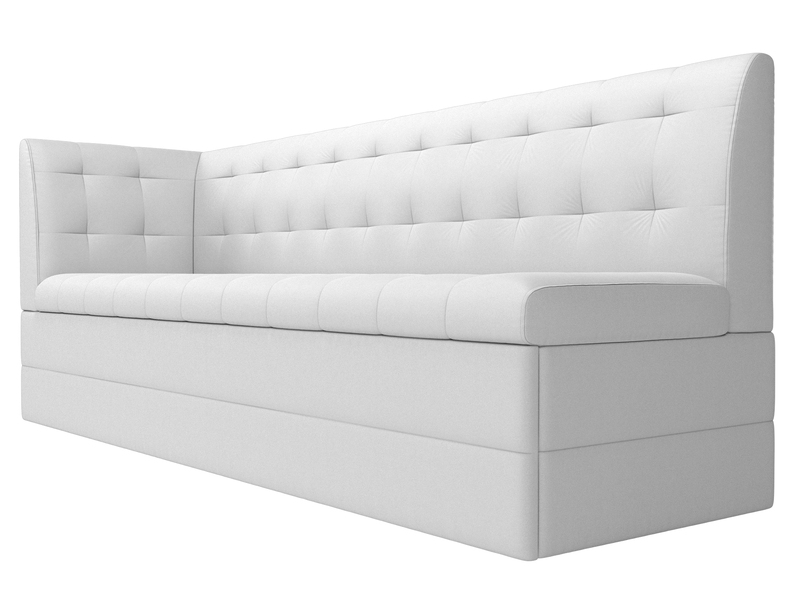 Диван кухонный прямой Бриз с углом слева, Экокожа, Белый