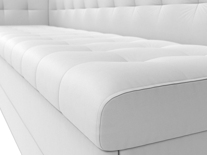 Диван кухонный прямой Бриз с углом слева, Экокожа, Белый