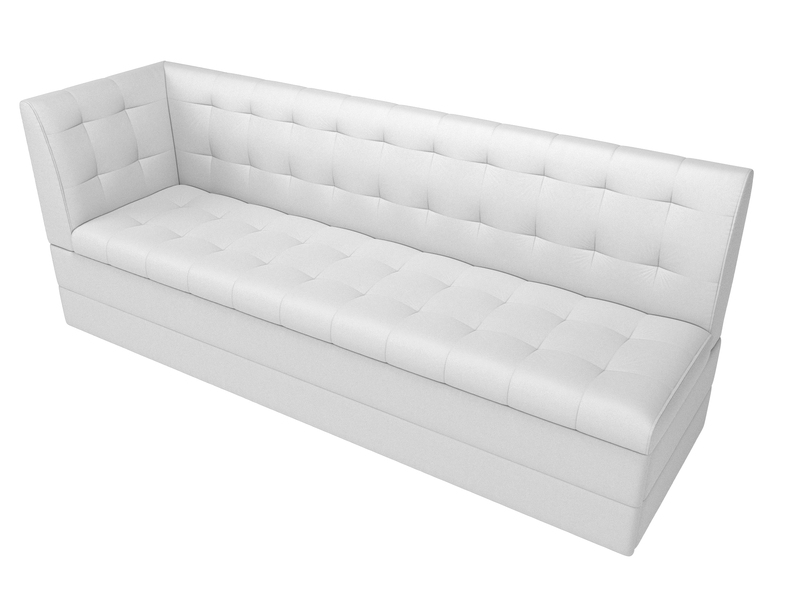 Диван кухонный прямой Бриз с углом слева, Экокожа, Белый