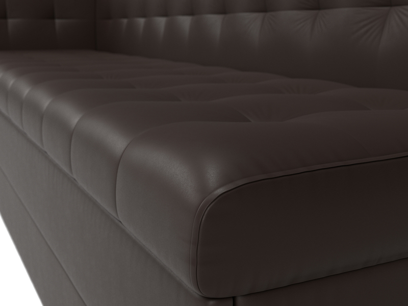 Диван кухонный прямой Бриз с углом слева, Экокожа, Коричневый