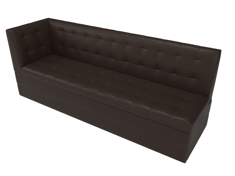 Диван кухонный прямой Бриз с углом слева, Экокожа, Коричневый
