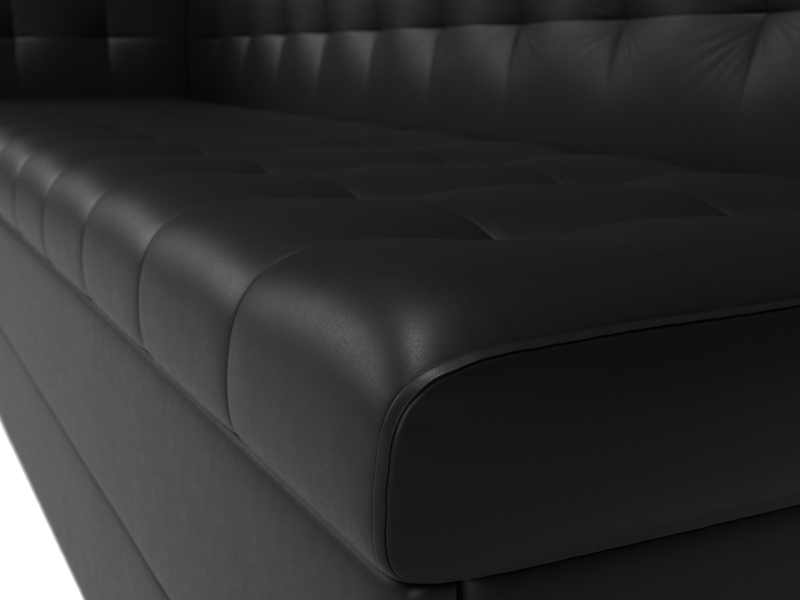 Диван кухонный прямой Бриз с углом слева, Экокожа, Черный
