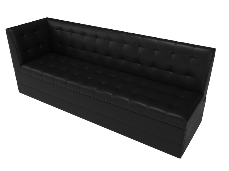 Диван кухонный прямой Бриз с углом слева, Экокожа, Черный