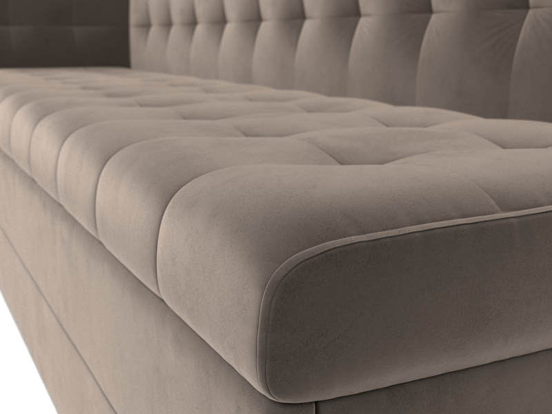 Диван кухонный прямой Бриз с углом слева, Велюр, SEVEN 727 коричневый