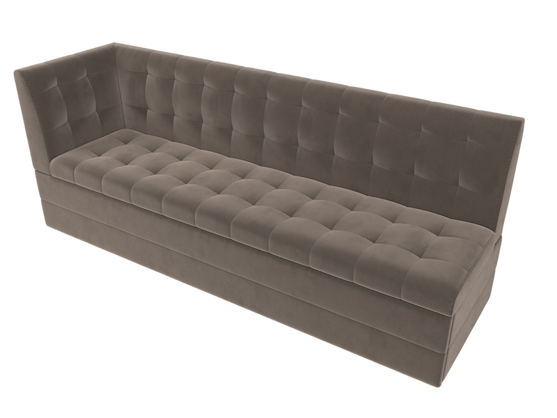 Диван кухонный прямой Бриз с углом слева, Велюр, SEVEN 727 коричневый