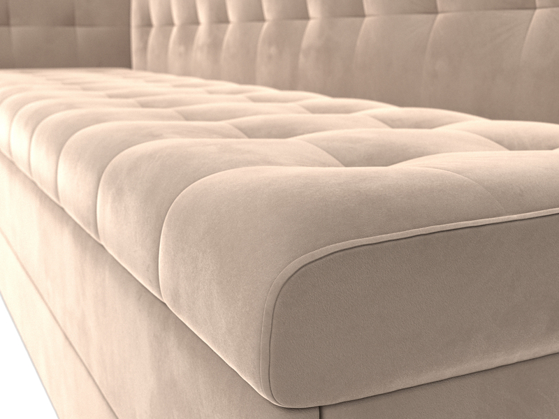 Диван кухонный прямой Бриз с углом слева, Велюр, SEVEN 729 бежевый