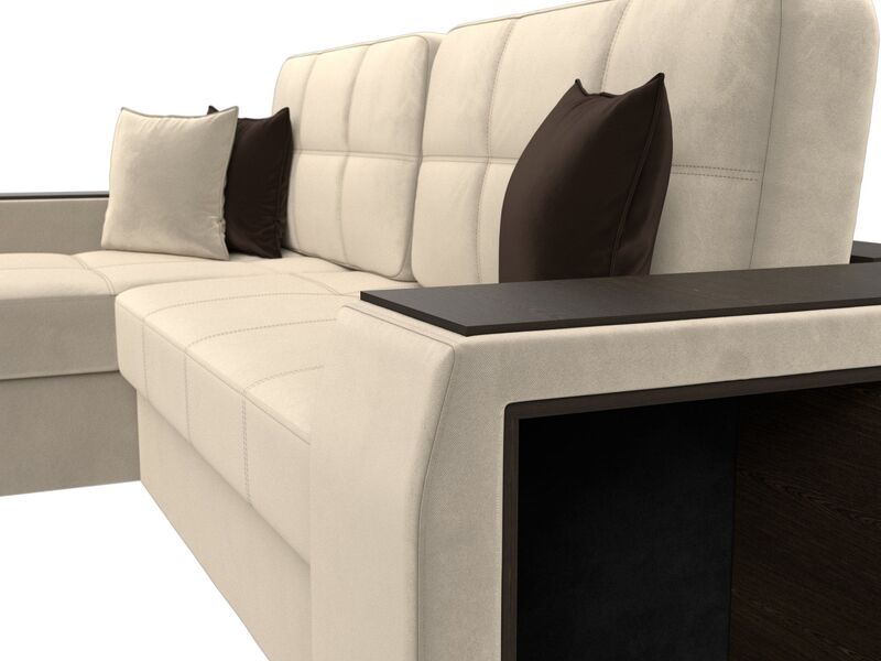 Диван угловой Брюссель левый угол, Микровельвет, Бежевый;Коричневый