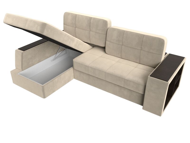 Диван угловой Брюссель левый угол, Микровельвет, Бежевый;Коричневый