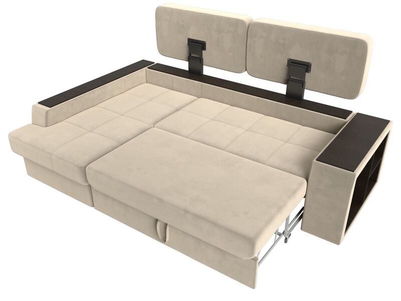 Диван угловой Брюссель левый угол, Микровельвет, Бежевый;Коричневый