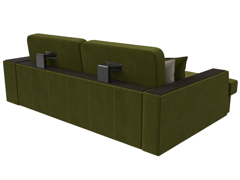 Диван угловой Брюссель левый угол, Микровельвет, Зеленый;Бежевый