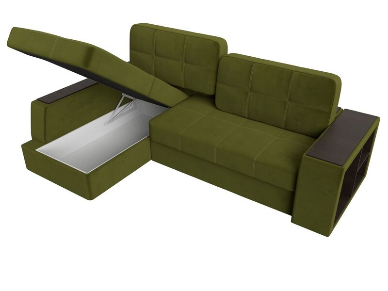 Диван угловой Брюссель левый угол, Микровельвет, Зеленый;Бежевый