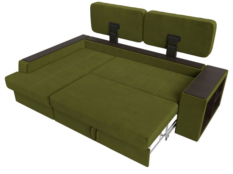 Диван угловой Брюссель левый угол, Микровельвет, Зеленый;Бежевый