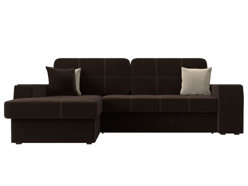 Диван угловой Брюссель левый угол, Микровельвет, Коричневый;Бежевый