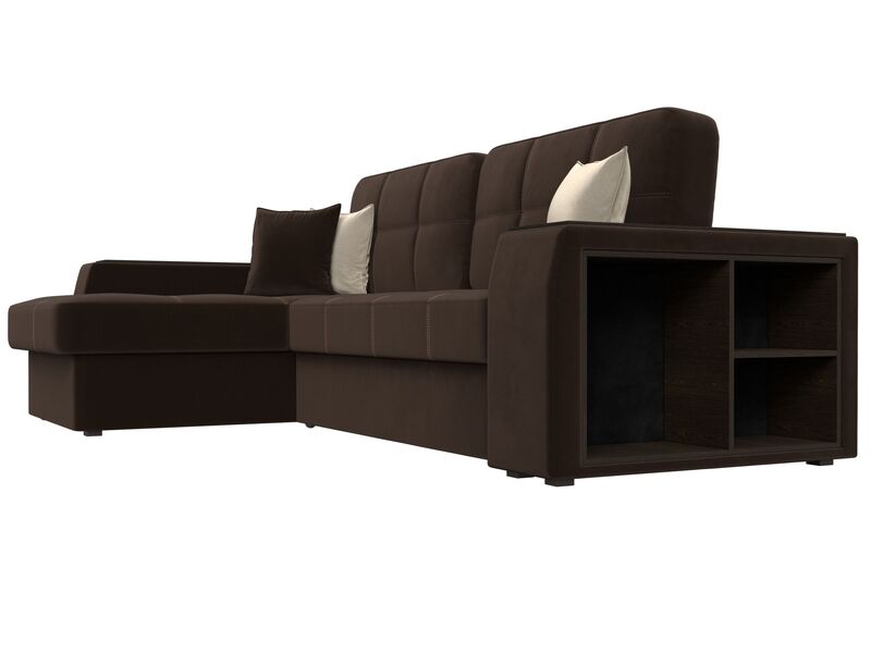 Диван угловой Брюссель левый угол, Микровельвет, Коричневый;Бежевый