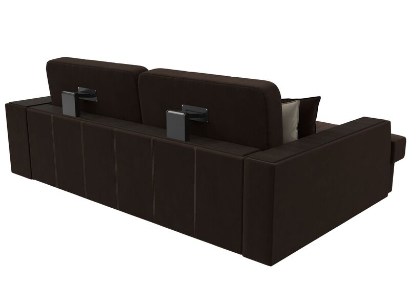 Диван угловой Брюссель левый угол, Микровельвет, Коричневый;Бежевый