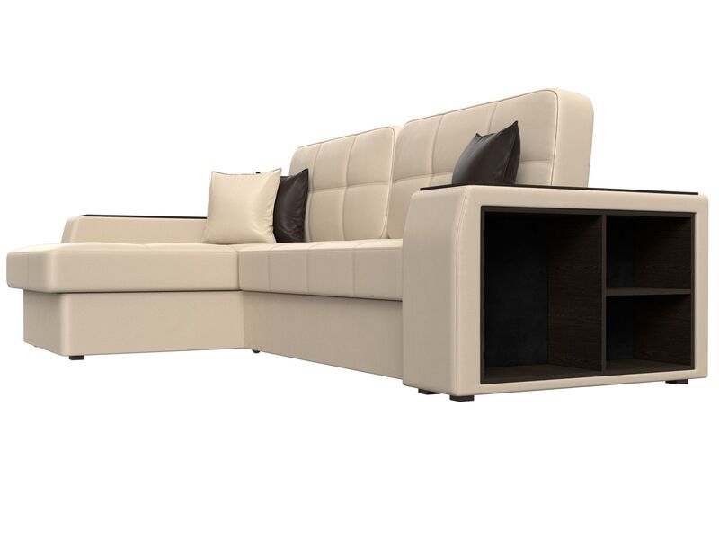 Диван угловой Брюссель левый угол, Экокожа, Бежевый;Коричневый