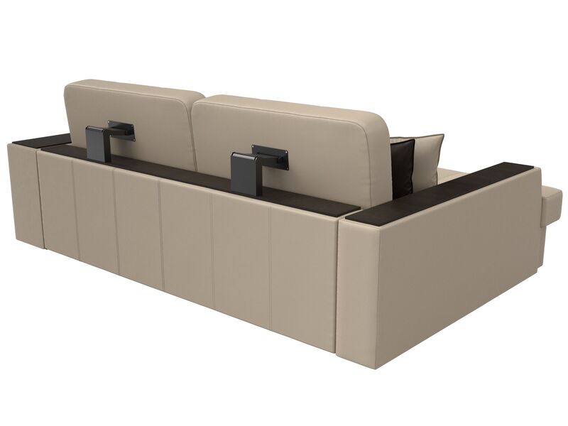 Диван угловой Брюссель левый угол, Экокожа, Бежевый;Коричневый