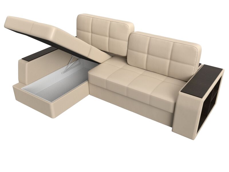 Диван угловой Брюссель левый угол, Экокожа, Бежевый;Коричневый