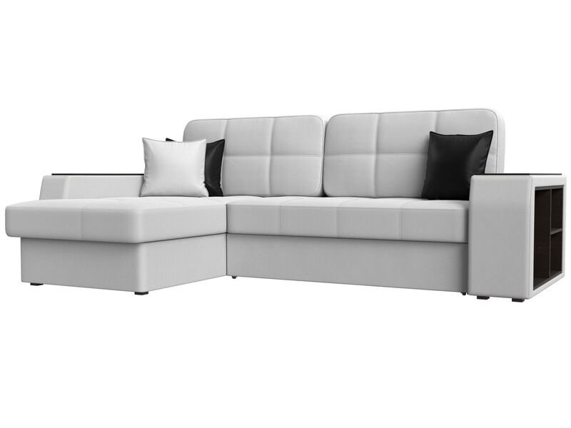 Диван угловой Брюссель левый угол, Экокожа, Белый;Черный