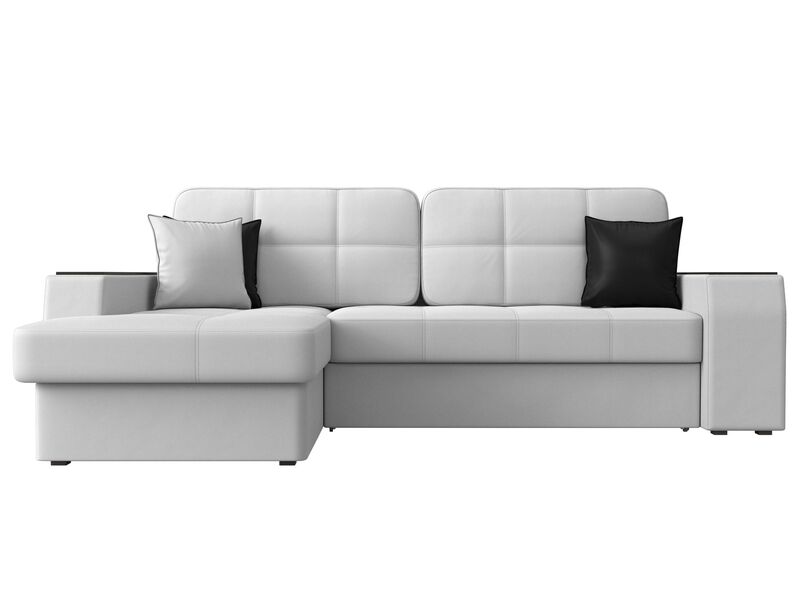 Диван угловой Брюссель левый угол, Экокожа, Белый;Черный