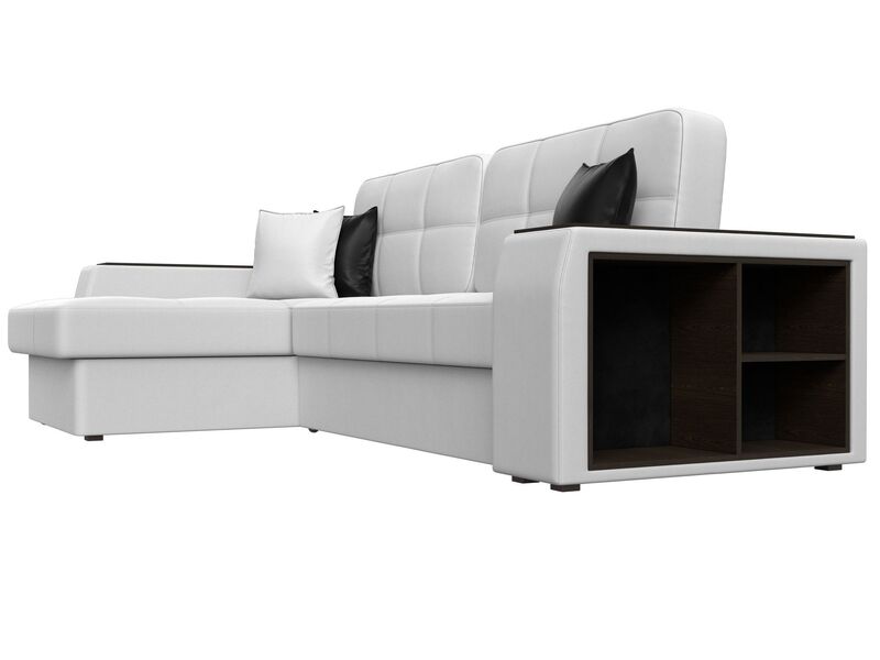 Диван угловой Брюссель левый угол, Экокожа, Белый;Черный