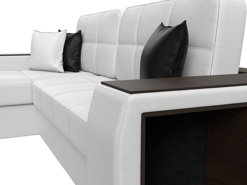 Диван угловой Брюссель левый угол, Экокожа, Белый;Черный