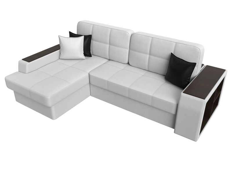 Диван угловой Брюссель левый угол, Экокожа, Белый;Черный