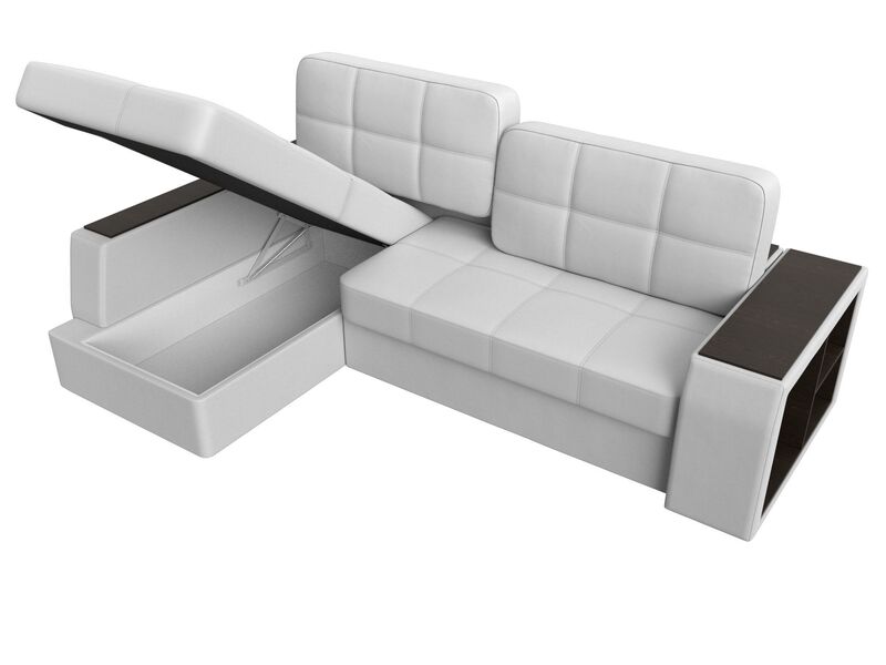 Диван угловой Брюссель левый угол, Экокожа, Белый;Черный